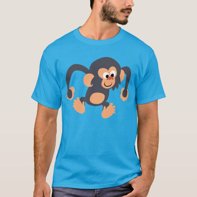 Cute Bouncy Cartoon Chimpanzee T-Shirt (Front)