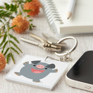 Cute Bouncy Cartoon Pig Acrylic Keychain