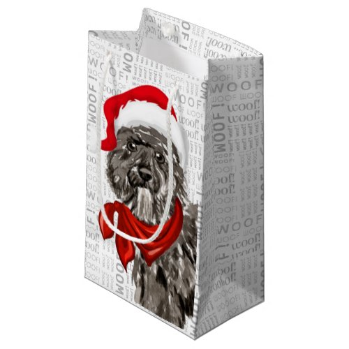 Cute Bouvier Christmas Dog Holiday Small Gift Bag