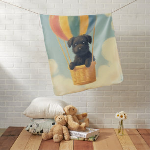 Cute Bouvier des Flandres Puppy Balloon Pastel Baby Blanket