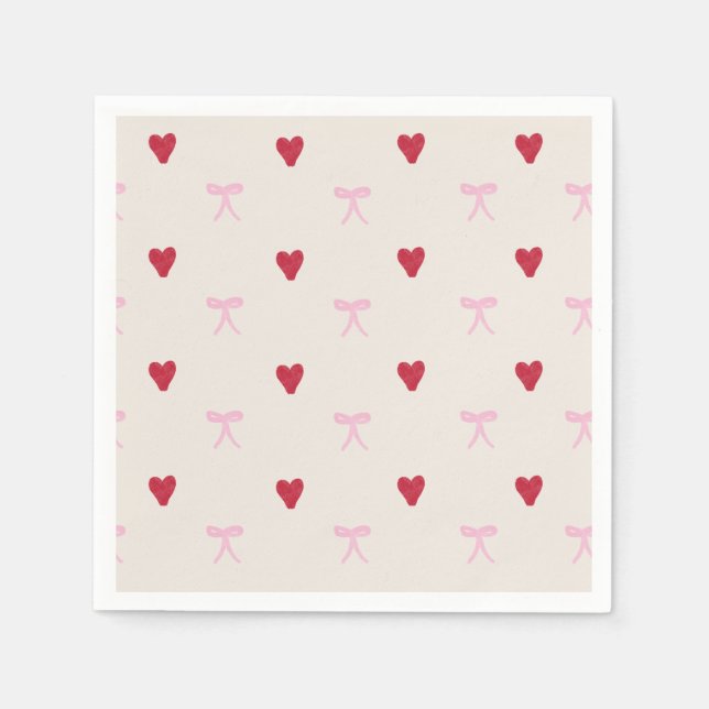 Cute bow and heart patterned napkins (Front)