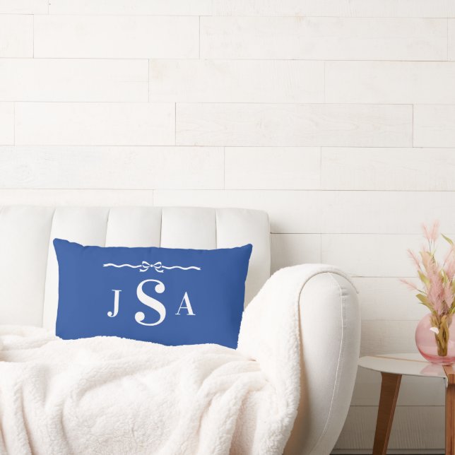 Cute Bow Border Custom Monogram Throw Pillow (Couch)