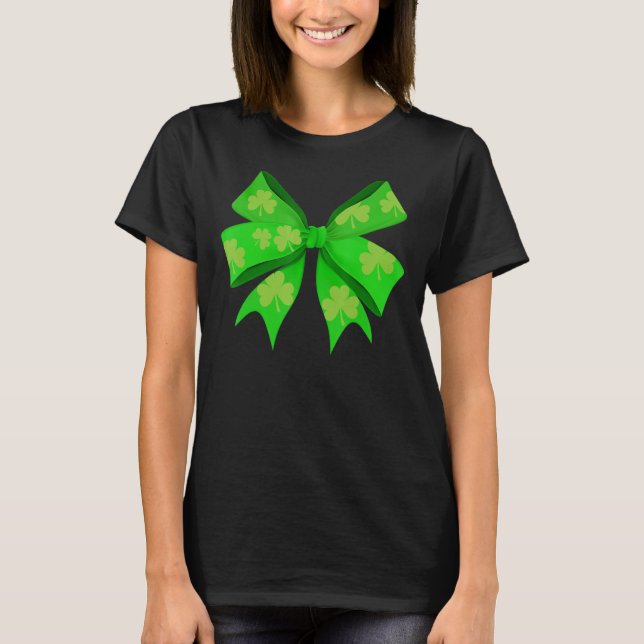 Cute Bow Girls Irish St Patricks Day Kids   3 T-Shirt (Front)