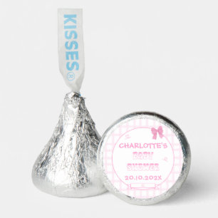 Cute Bow Pastel Pink Gingham Baby Shower Hershey®'s Kisses®