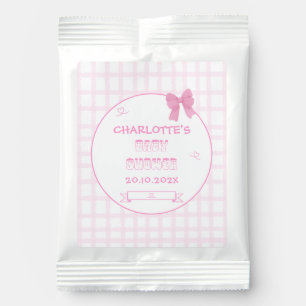 Cute Bow Pastel Pink Gingham Baby Shower Margarita Drink Mix