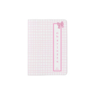 Cute Bow Pastel Pink Gingham Passport Holder