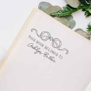 Cute Bow Personal Library Book Stamp