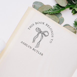 Cute Bow Personal Library Book Stamp