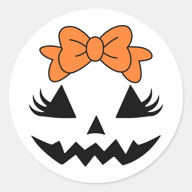 Cute Bow Pumpkin Face Sticker (Front)