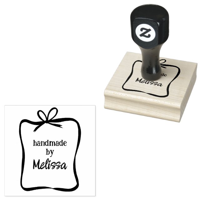 Cute Bow Ribbon Frame CUSTOM Add Your Own Text  Rubber Stamp (Stamped)