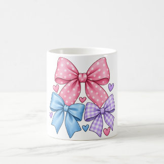 Cute Bow Ribbon Pattern – Pink Blue & Purple Bow Coffee Mug