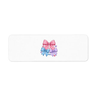 Cute Bow Ribbon Pattern – Pink Blue & Purple Bow Label