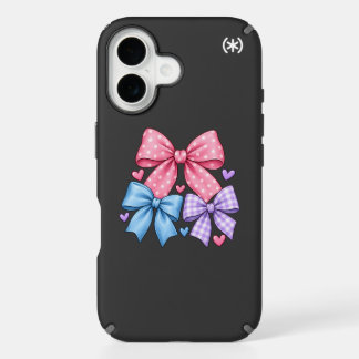 Cute Bow Ribbon Pattern – Pink Blue & Purple Bow iPhone 16 Case