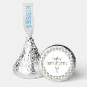 Cute Bow Sage Green Gingham Baby Shower Hershey®'s Kisses®