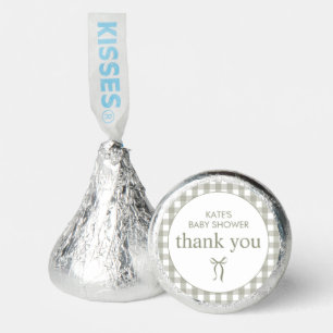 Cute Bow Sage Green Gingham Baby Shower Thank You Hershey®'s Kisses®