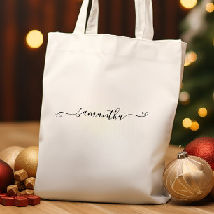 Cute Bow Signature Name Tote Bag