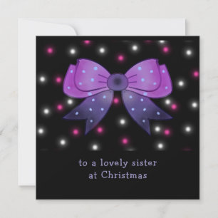 Cute bow Sisters custom photo Christmas card