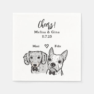 Cute Bow Tie Dachshund Boston Terrier Dog Wedding Napkins