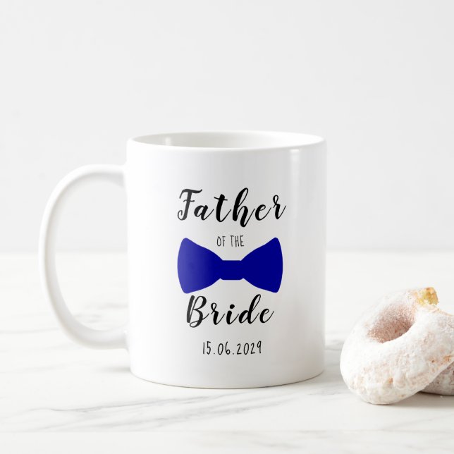 Cute Bow Tie Father of the Bride Personalized Coffee Mug (With Donut)