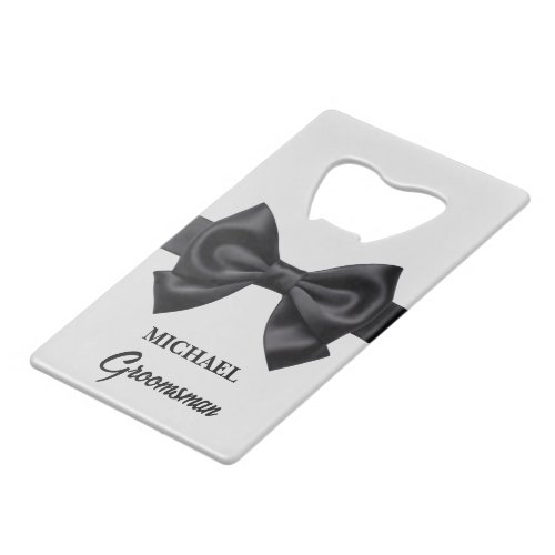 Cute Bow Tie Groomsmen Wedding Credit Card Bottle Opener