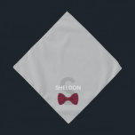 Cute Bow Tie Monogram Gray Small Pet Bandana<br><div class="desc">Your monogram and name over a gray canvas, finished with a cute burgundy bow tie. Fill in the template to add your pet's name, or remove the name option altogether; whichever you prefer. Background color can be changed, using the edit menu. Text style, size, and color can also be changed...</div>