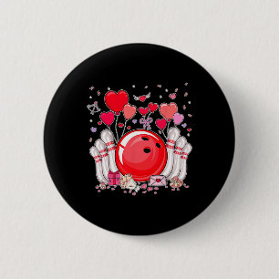 Cute Bowling Byll Valentine Heart Lover Player Bow Button