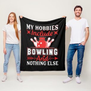 Cute Bowling hobby word art  Fleece Blanket