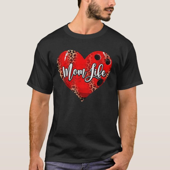 Cute Bowling Mom Heart Mother's Day Sport Mama Mom T-Shirt (Front)