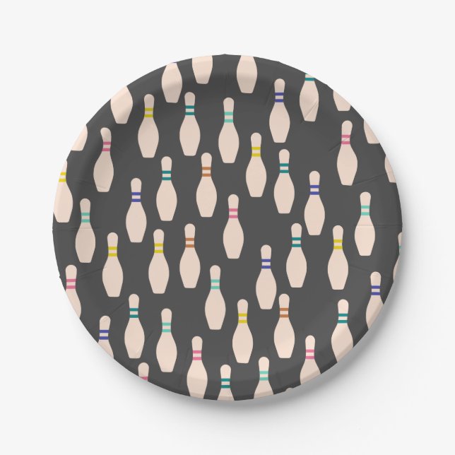 Cute Bowling Pins Paper Plates (Front)