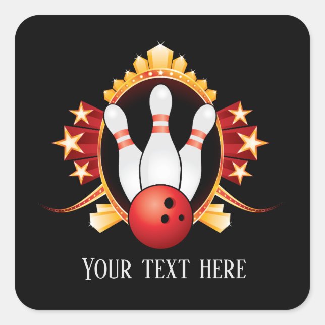 cute bowling sports add text square sticker (Front)