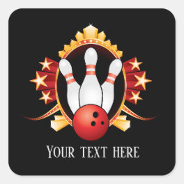 cute bowling sports add text square sticker