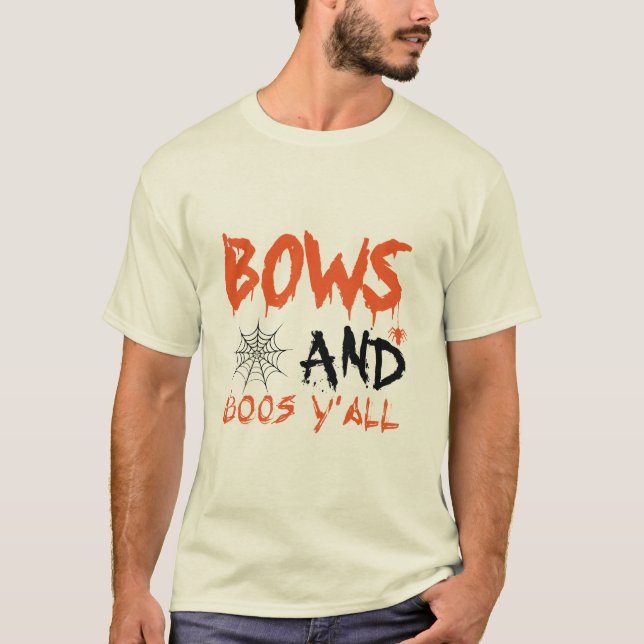 Cute Bows Boos Y'all Halloween T-Shirt (Front)