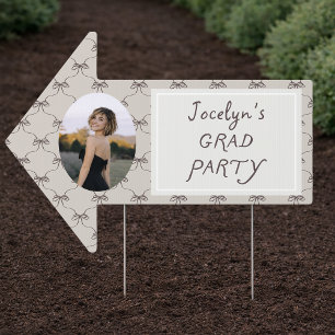 Cute Bows Photo Arrow Graduation Party Sign