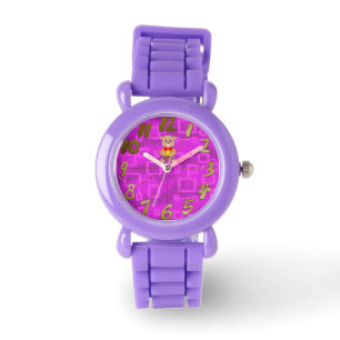 Cute Bowtie Teddy Bear Blue Spaceship Purple Watch