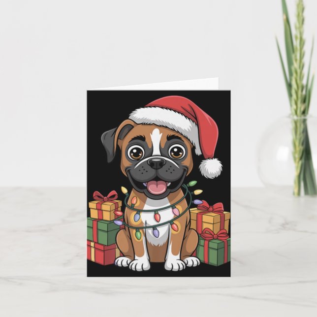 Cute Boxer Christmas Xmas Design Funny Dog Lover H Card (Front)
