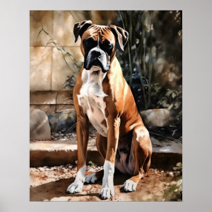 Cute Boxer Dog Art Print Poster