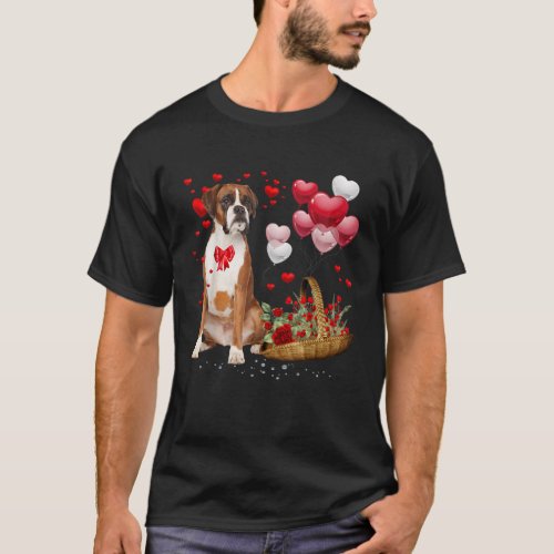 Cute Boxer Dog Balloon Heart Valentines Day Valent T_Shirt