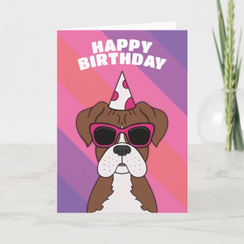 Cute Boxer Dog Birthday Card