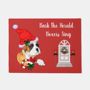 Cute Boxer Dog Christmas Doormat