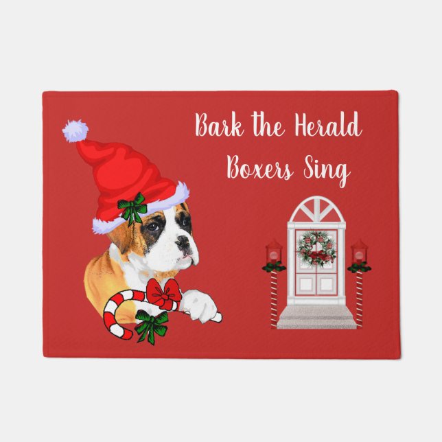 Cute Boxer Dog Christmas Doormat (Front)