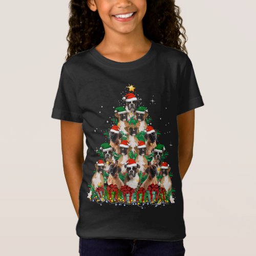 Cute Boxer Dog Christmas Tree Family Xmas Pajama M T_Shirt