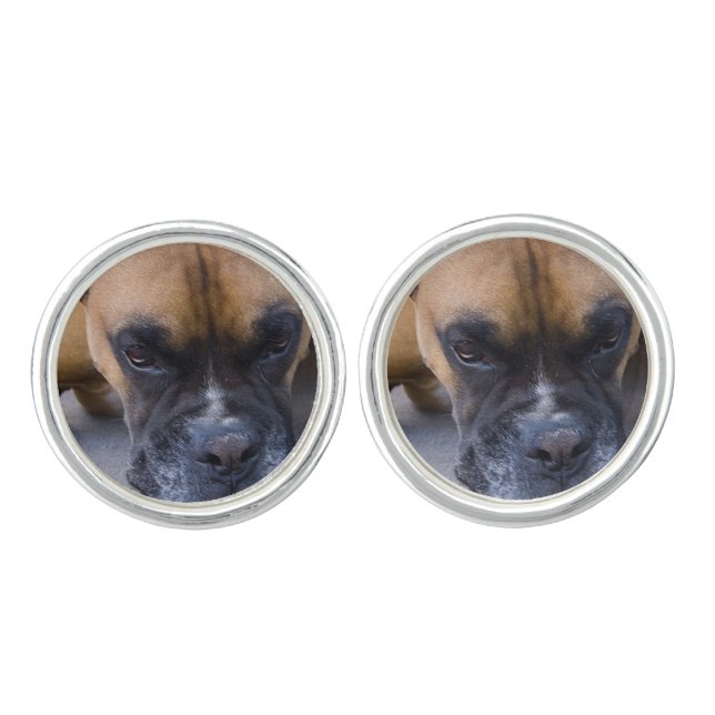 Cute Boxer Dog Cufflinks (Front)