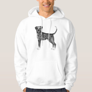Cute Boxer Dog Digital Drawing In Black And White Hoodie