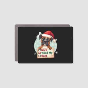 Cute Boxer dog Dog Christmas Nice Tried my Best ( Car Magnet