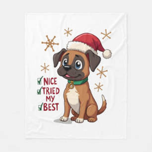 Cute Boxer dog Dog Christmas Nice Tried my Best  ( Fleece Blanket