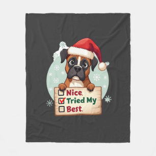 Cute Boxer dog Dog Christmas Nice Tried my Best ( Fleece Blanket