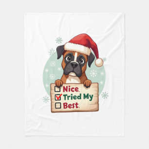 Cute Boxer dog Dog Christmas Nice Tried my Best  ( Fleece Blanket