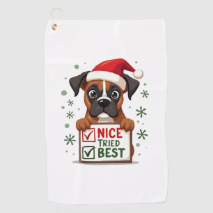 Cute Boxer dog Dog Christmas Nice Tried my Best  ( Golf Towel