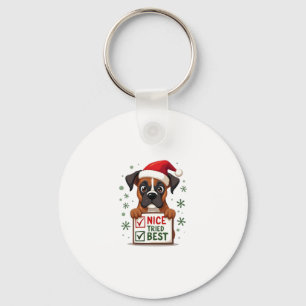 Cute Boxer dog Dog Christmas Nice Tried my Best ( Keychain