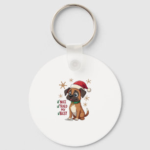Cute Boxer dog Dog Christmas Nice Tried my Best ( Keychain